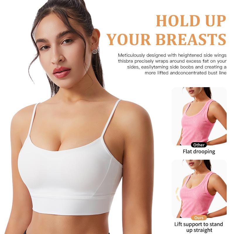 Women's Shockproof Strappy Sports Bra - Push-Up, Anti-Sagging, Backless, Running & Fitness Vest with Integrated Cup