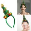 Christmas Hat Furry Christmas Tree Hair Hoop with Glitter Headbands Cute Headpiece for Halloween Party Decoration  Green