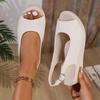 Wedge Sandals Women's Fashion Round Toe Open Toe One Strap Platform Non-Slip Wear-Resistant Kitten Heel Shoes