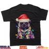 Pug Santa Christmas Tree Lights Xmas Boys Dog Dogmas T-Shirt