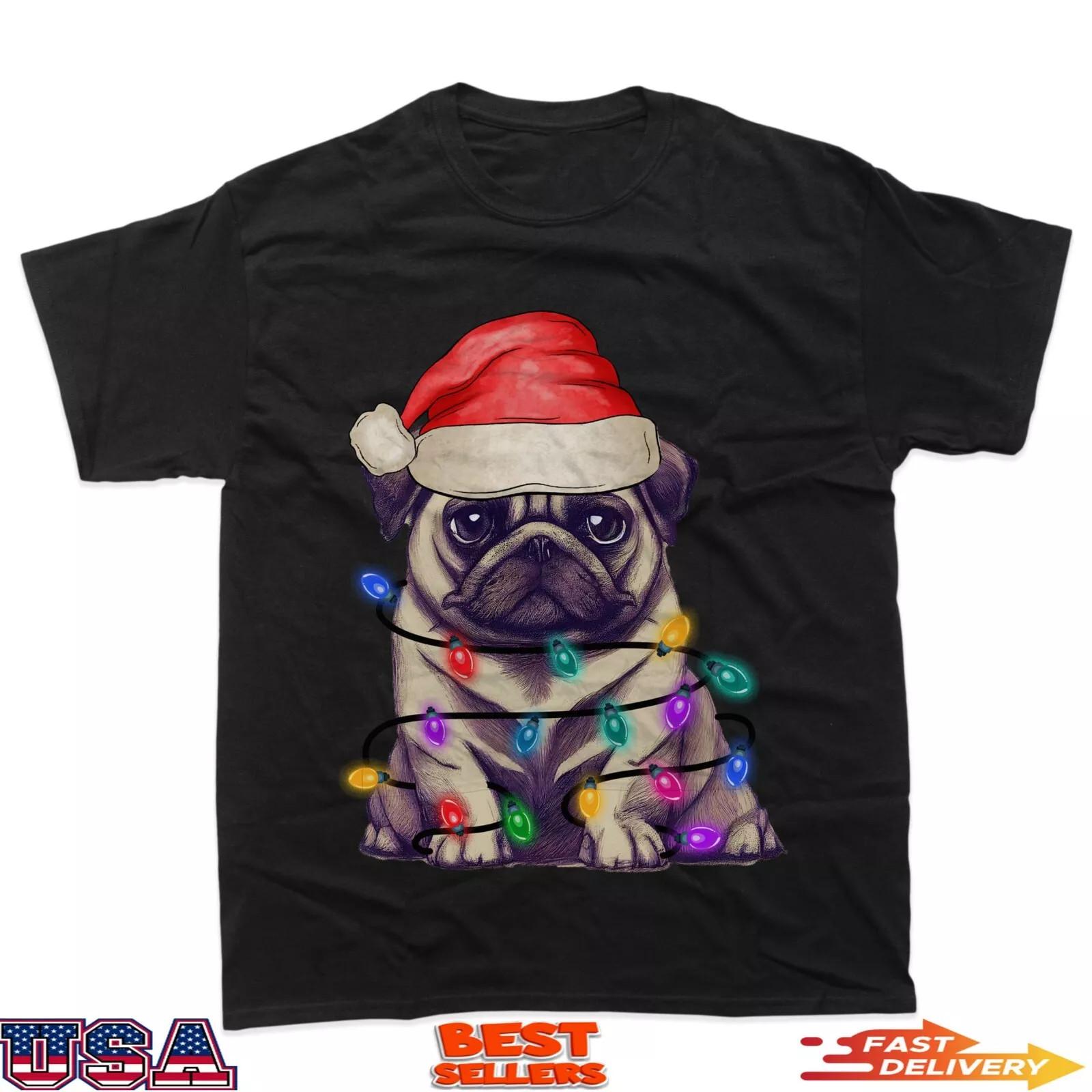 Funny Santa Shih-poo Dog Christmas Gift For Family S to 5XL Unisex T-shirt XXXL