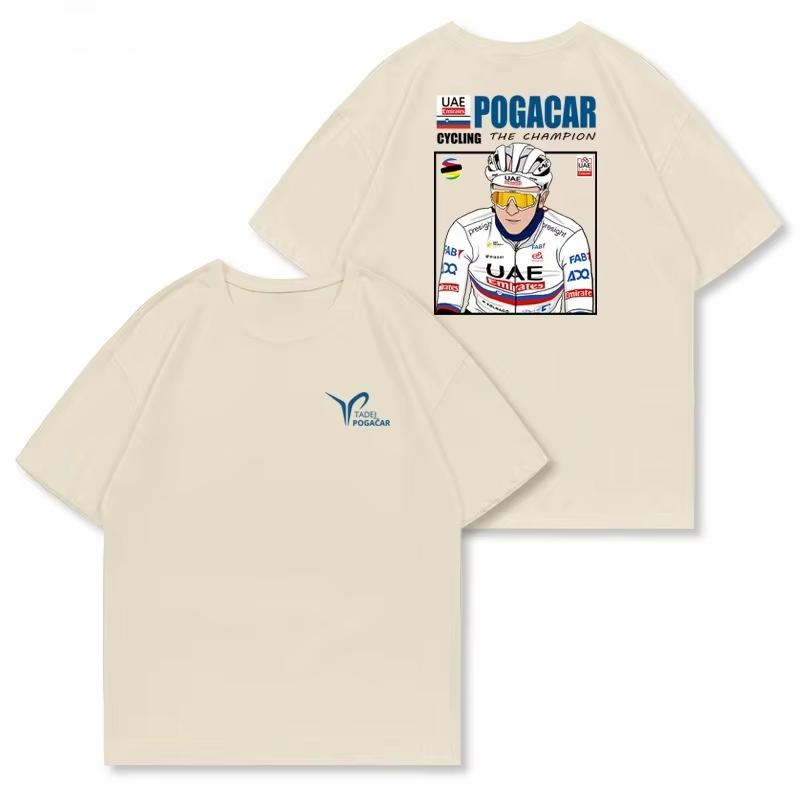 

POGACAR Tshirt Illustration of A Tour De France Bike American Retro Casual Heavyweight Shortsleeved Shirt 2026 Summer new M