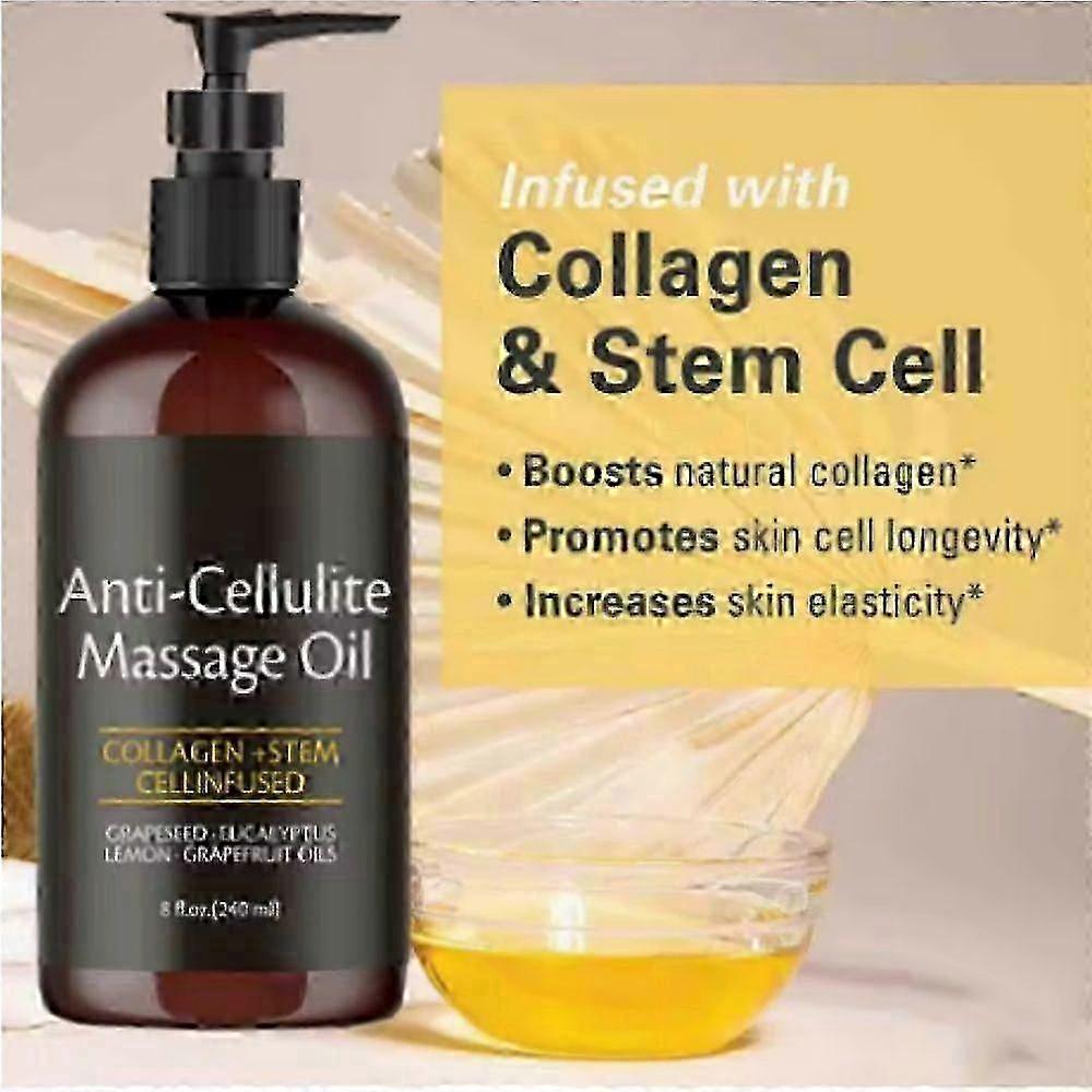 2025 240ml Anti Cellulite Massage Oil with Collagen & Stem Cell, Skin Tightening, Moisturizing Body Essential Oil for Cellulite Reduction