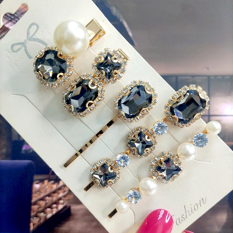 Neues Set Damen Haarspangen Schmuck Mode Kristall Haaraccessoires für Mädchen Luxus Perle Geometrische Haarspangen Nadeln Weihnachtsgeschenk