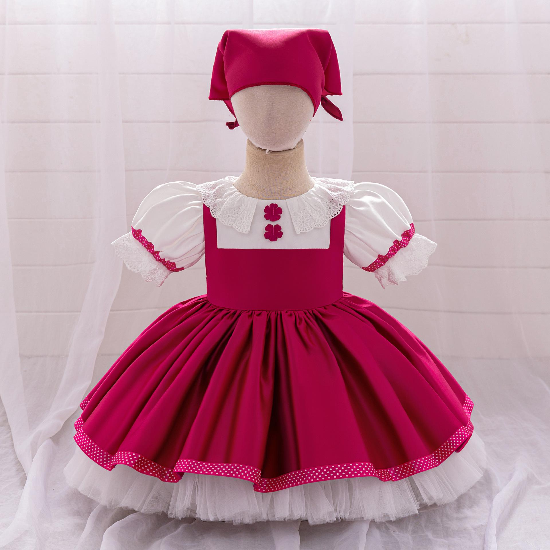 Masha and the Bear Princess Dress Cosplay Costume with Hat 110cm/2-3Y
