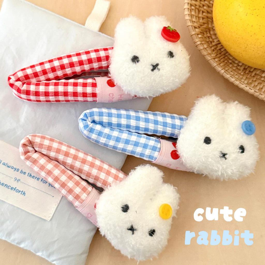 Korean Style Cute Cartoon Rabbit Gingham Hair Clip for Girls
