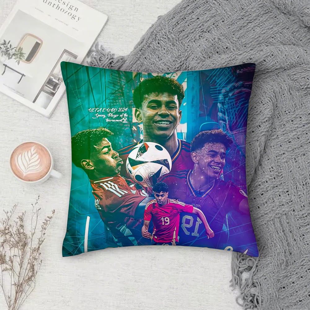 L-Lamine Footballstar Y-Yamal 27 Pillow Case Square Double-Sided Printing Short Plush Sofa Cushion Cover Bedroom Bedside Pillow