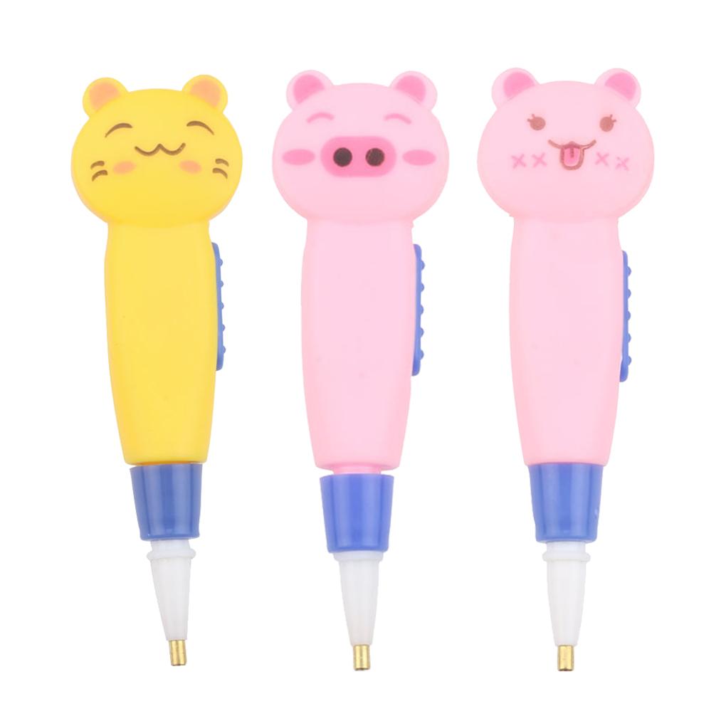 Crystal Painting Pen Portable Cute Animal Shape Kids Battery Powered Drawing Pencil Tool Accessories with Light