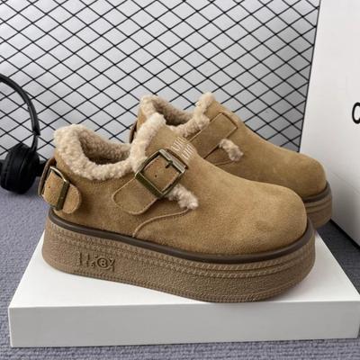Plataforma Piel de Ante Mocasines Zapatos Planos Mujer Nieve Cálido Felpa Algodón Zapatos Clásicos Casuales Invierno 2025 Tendencia Acogedor Moda Botas Mujer