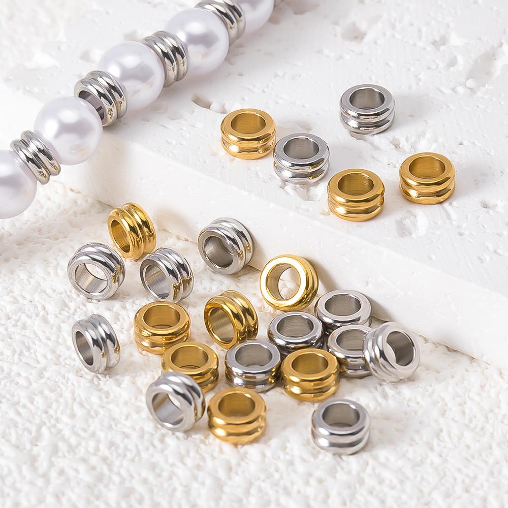 10pcs Stainless Steel Spacer Loose Bead Big Hole Beads Bamboo Drum Columnar Charm Pendant Bracelet Necklace DIY Jewelry Making