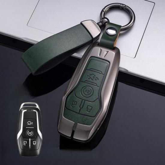 Zinc Alloy Leather Car Remote Key Fob Case Cover Holder For Lincoln MKC MKX MKZ