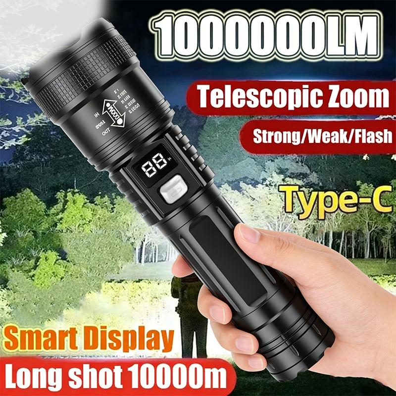 Torcia LED ad Alta Potenza Tipo-C Ricaricabile Torcia Zoomabile Luce per Campeggio all'Aperto Escursionismo Lampada Lanterna di Emergenza