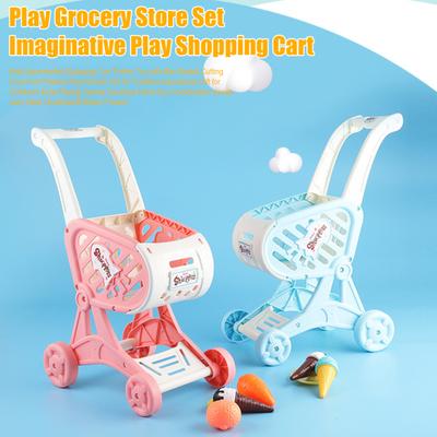 Kids Supermarket Shopping Cart Trolley Toy Children Pretend Play Toy Role-Playing Games Toddlers Christmas Birthday Gifts
