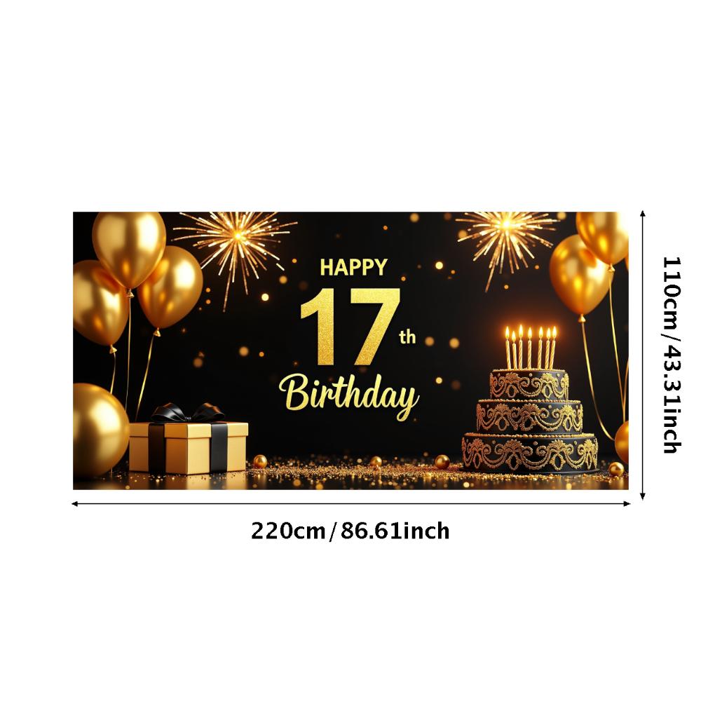 17. Geburtstag Party Hintergrund Banner Rot und Schwarz Ballon Alles Gute zum Geburtstag Fotografie Hintergrund Requisiten Dekorationen Zubehör