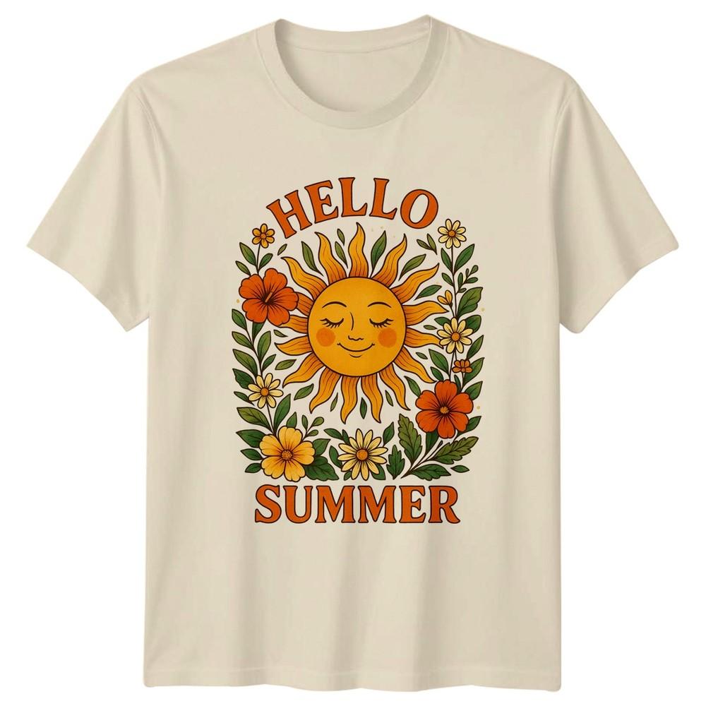 Hello Summer TShirt Retro Groovy Seasonal Summer Vacation Gift For Him And Her