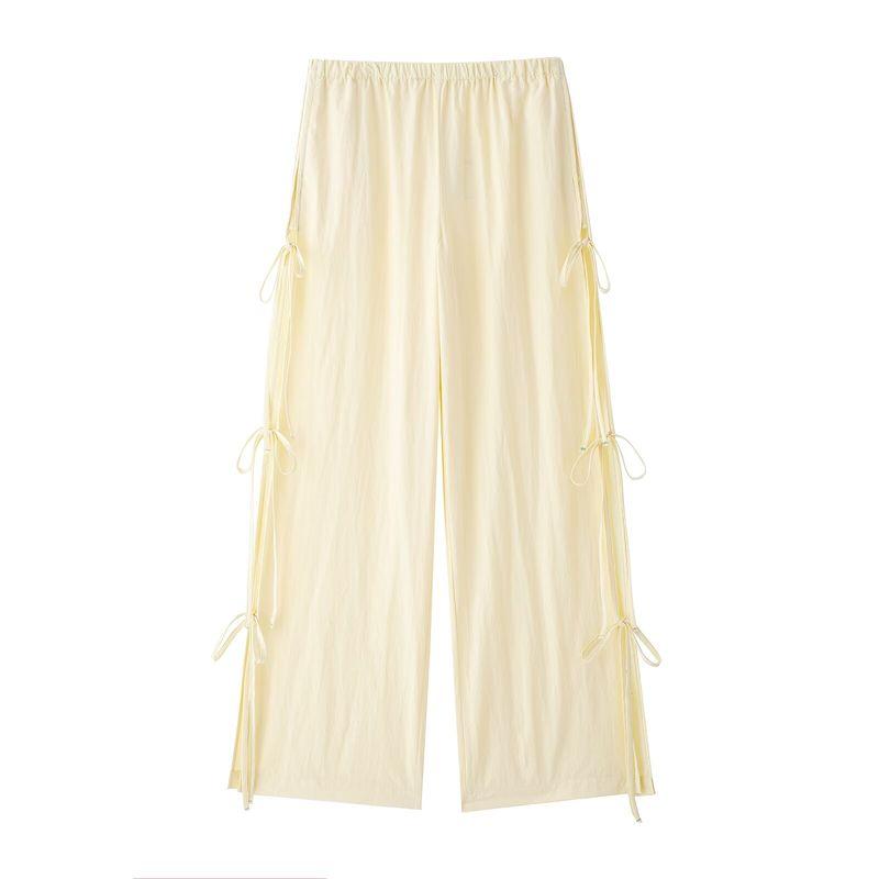 

Zbza Summer New Arrival Women s Clothing Fashion Style French Style Design Fashion All-Match Nylon Pajamas Style Pants Beige L