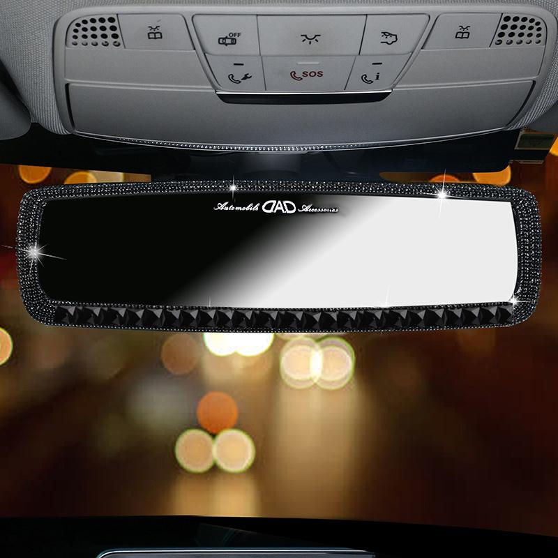 Universal Car Interior HD Rearview Mirror Decor Charm Crystal Bling Diamond Rear View Mirror Ornament Women Auto Accessories чёрный