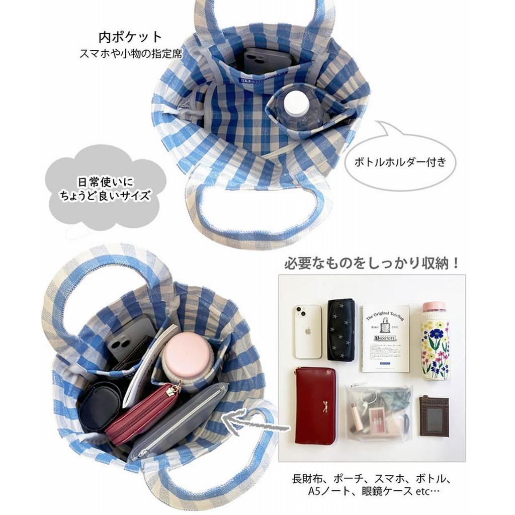Rootote Small Round-Bottom Tote Bag Made with Recycled Cotton, SN Deli Merci-D 1015 (06 Pink)