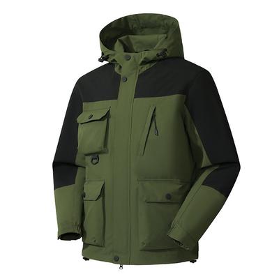 Giacca da uomo impermeabile multi-tasche Giacca con cappuccio casual alla moda Strumentazione funzionale per esterni per ragazzi Giacca sportiva