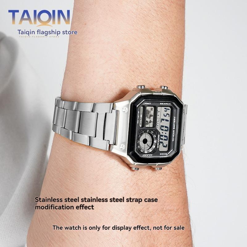 AE1200 Watch Case For Casio 3299 AE-1200WH Stainless Steel Modified Metal Shell with Waterproof Ring Black Silver Watch Case