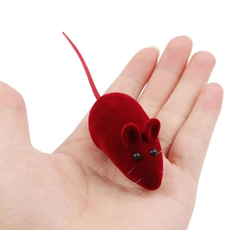 Interactive Sound Plush Rubber Vinyl Mouse Pet Cat Realistic Sound Toys Flocking Mouse Funny Cat multi-Colors Pet Toys