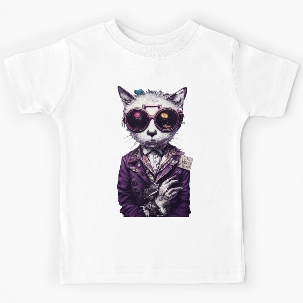 Graffiti Punk Rock Pop Cat Animal Kids T-Shirt 110