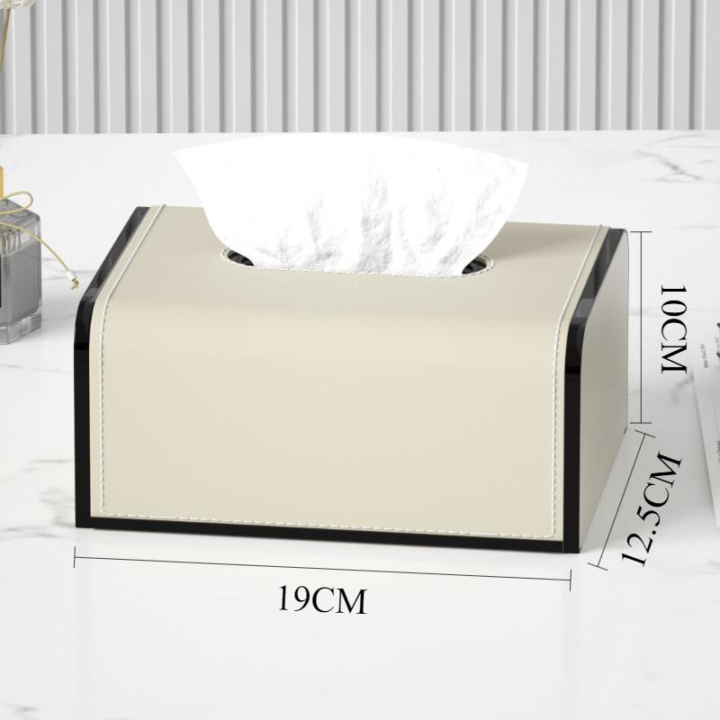

Luxury Tissue Box Leather Creativity Elegant Napkin Box Rectangular Aesthetic Art Tissue Boxes Home Office Napkin Organizer бежевий