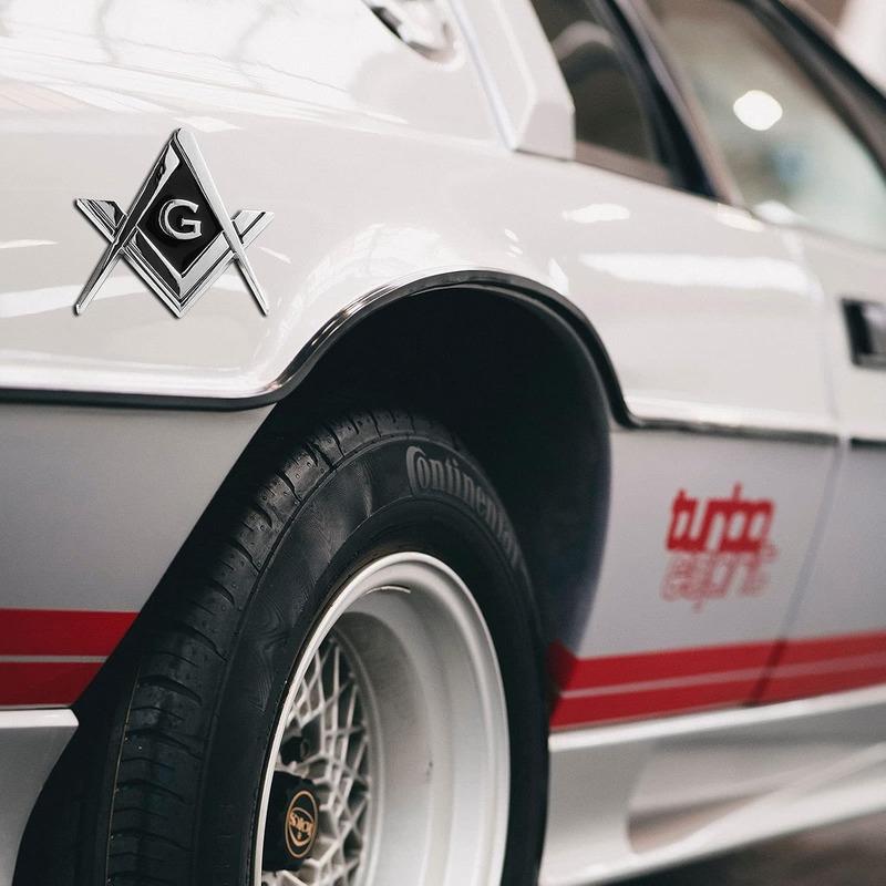 2.75" Chrome Plated Masonic Car Emblem Mason Square and Compasses Auto Truck Motorcycle Decal Gift Accessories