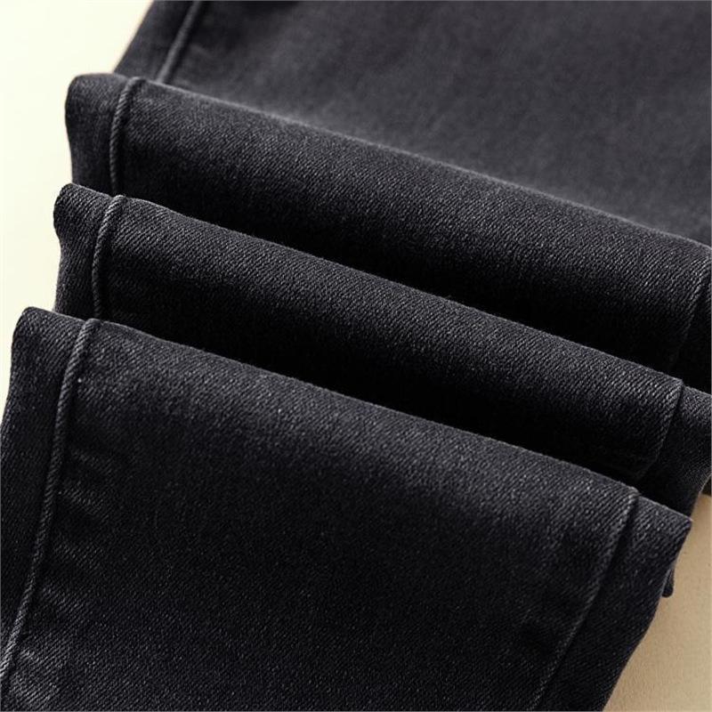 2025 High-Waisted Slimming Elastic Denim Skinny Pencil Pants with Frayed Edges – Trendy Korean Style for Spring and Autumn