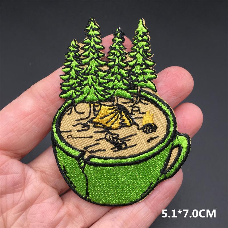 Embroidered Clothing Thermoadhesive Patches Iron-On Punk Landscape Embroidered Patches For Clothing Band Clorhing Stickers