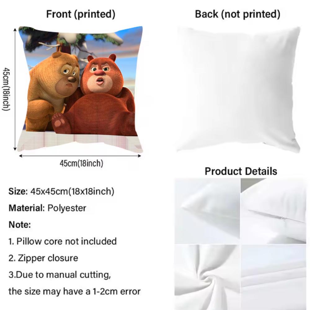 Anime B-Boonie B-Bears Cushion Cover Pattern Printed Pillowcase for Living Room Sofa Cushion Cover & Bedroom Decor