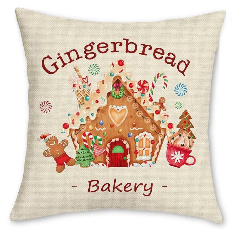 Christmas Pillow Cover Cartoon Cookies Little Man Snowflake Christmas Tree Home Sofa Pillow Cover Premium Durable