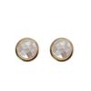 Natural Pearl Shell Disc Design Light Luxury Temperament Simple French Atmosphere High-End Stud