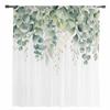 Spring Watercolor Plant Eucalyptus Leaves Sheer Curtains for Living Room Decoration Window Curtains Kitchen Tulle Voile Curtains