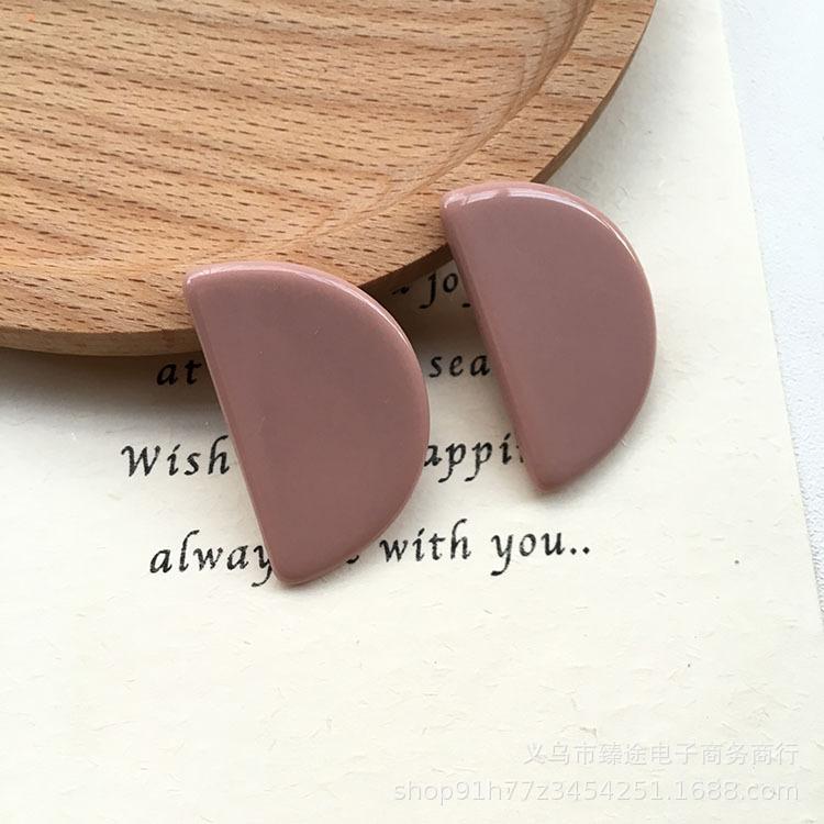 Morandi Color Geometric Semicircular Resin Patches DIY Handmade Earrings Hair Clips Jewelry Making Accessories