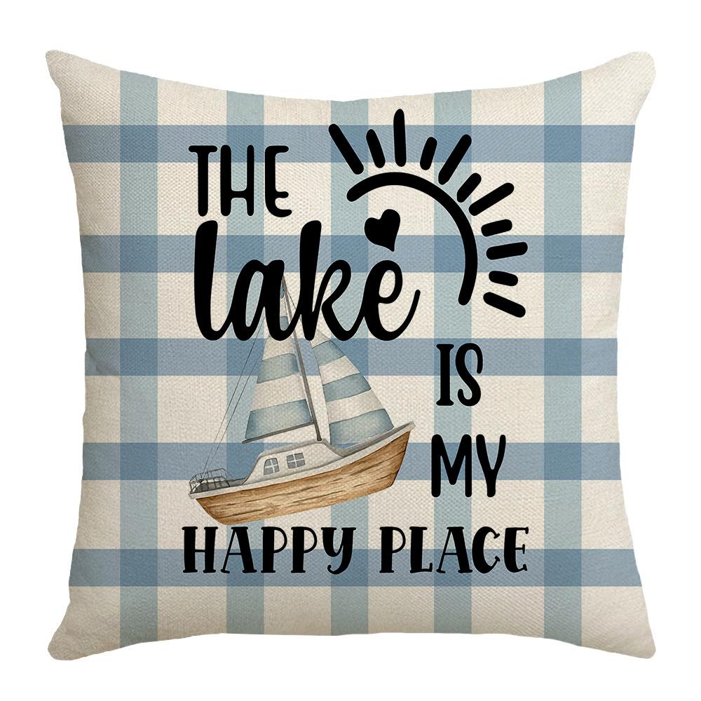 Modern Simple Cushion Fabric Sofa Pillow Nordic Style Living Room Office Nap Blue Ocean Pillow