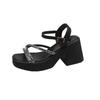 Small Slippers Women's Summer Outer Wear 2025 New Thick Heel High Sense French Beautiful Heightening Platform High Heel Sandals