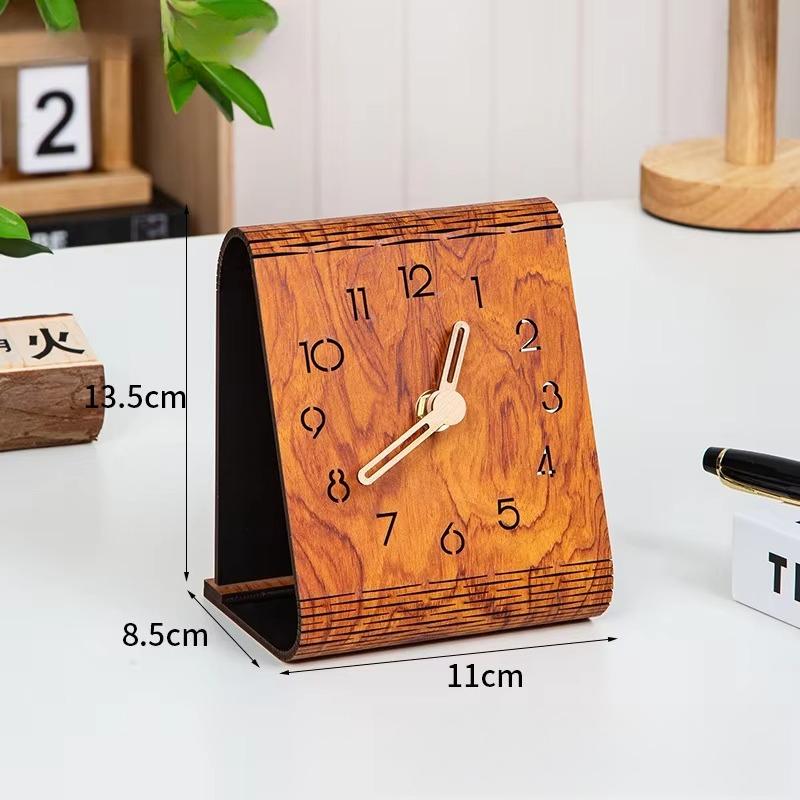 Solid wood three-dimensional desk clock home bedroom bedside alarm clock study log electronic desk clock decorative clock wooden коричневый
