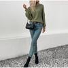 Autumn Casual Top Multi-Color Crew Neck Long Sleeve Jacquard Solid Color Women Sweater