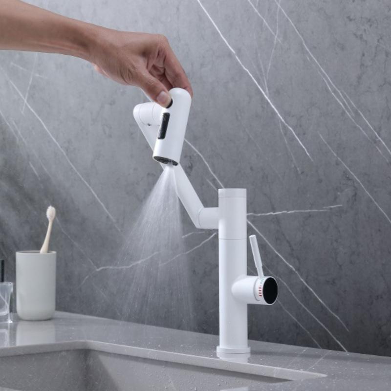 Temperature Digital Display Basin Faucet 3 Mode Stream Sprayer Hot Cold Water Sink Stainless Steel Mixer Wash Tap For Bathroom
