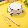 ERINGOGO Handheld Bell Drums, Wooden Percussion Instrument, Set of 2, for Children and Education, Includes Rhythm Sticks