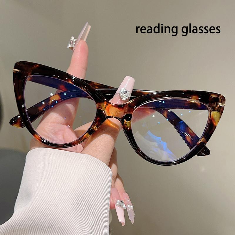 Oversized Cat Eye Reading Glasses Fashion Blue Light Blocking Optical Frames Trendy Stylish Design Presbyopic Eyeglasses