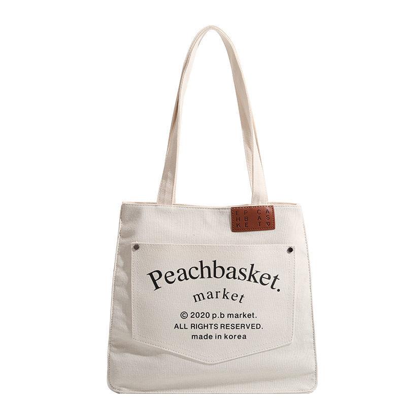 Japanese Tote Bag Women's 2025 New Large-capacity Letter-printed Canvas Bag Fashionable Versatile Texture Shoulder Bag