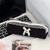 Highly Stylish, Large-capacity Universal Pencil Case for Students with Black Lace Trim, Quilted, Cute, and In the Trendy Ins Sty