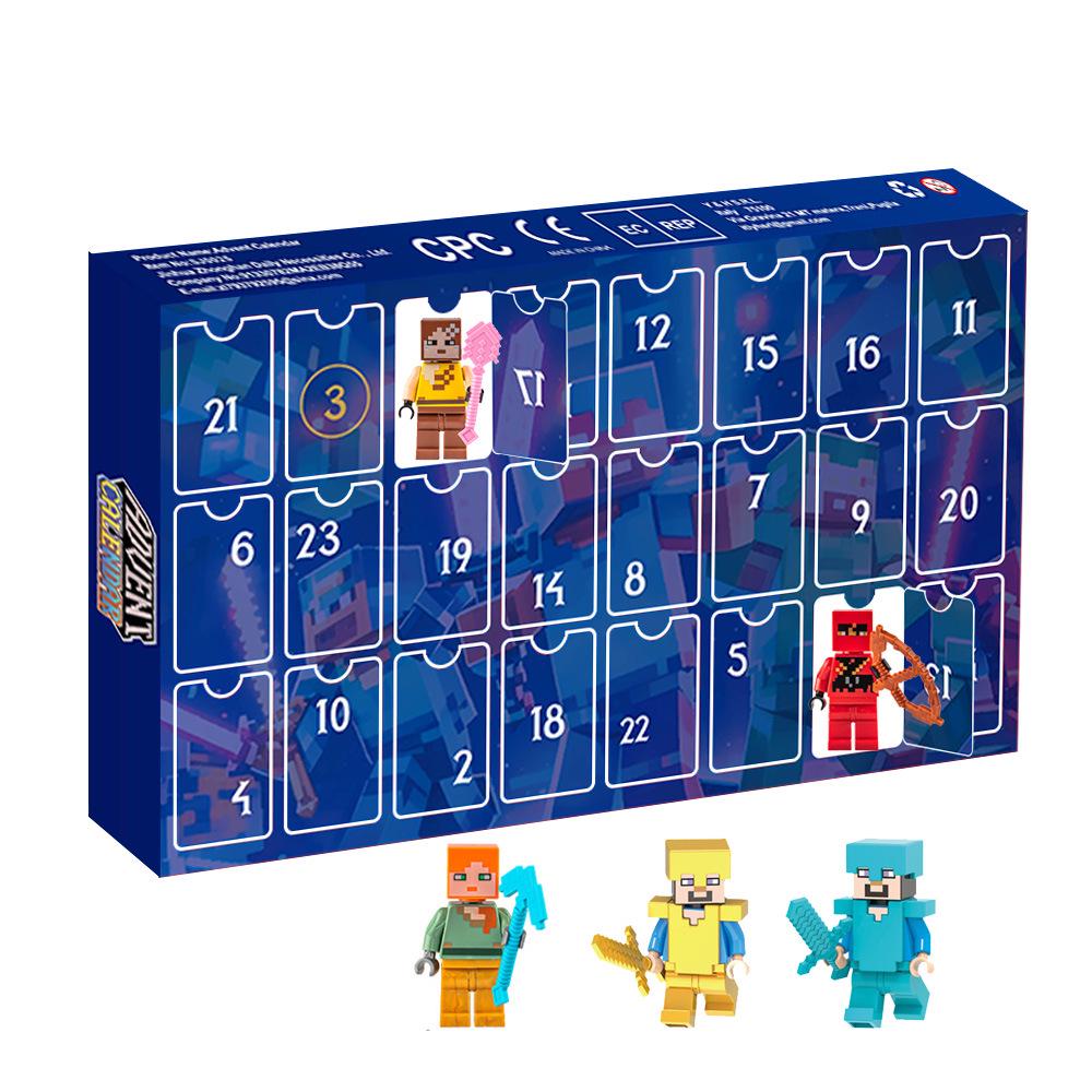Cross-Border Christmas Countdown Calendar: 24 Pixel Robot Building Blocks for Kids