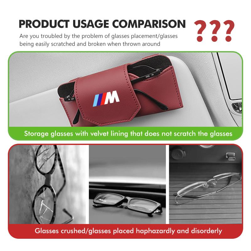drswk4 For BMW Fashion Leather Car Sunglasses Clip Magnetic Car Visor Clip E70 E91 E30 G30 E53 M3 M5 X6 X4 X7 E92 E93 X1 X3 X5