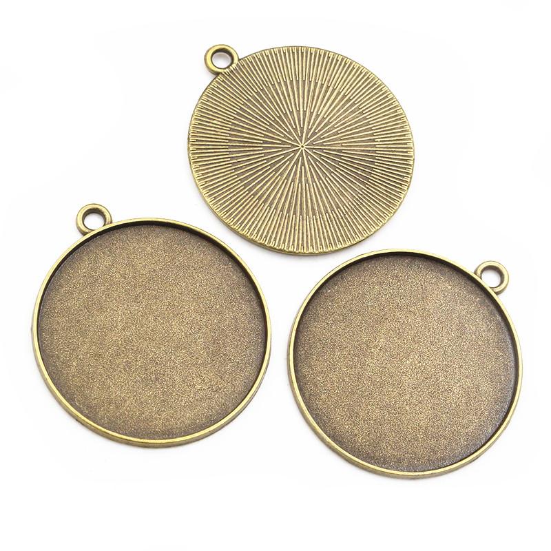 5pcs/lot 35mm Inner Size Antique Bronze and Silver colors plated Vintage baroque Style Cabochon Base Setting Charms Pendant 