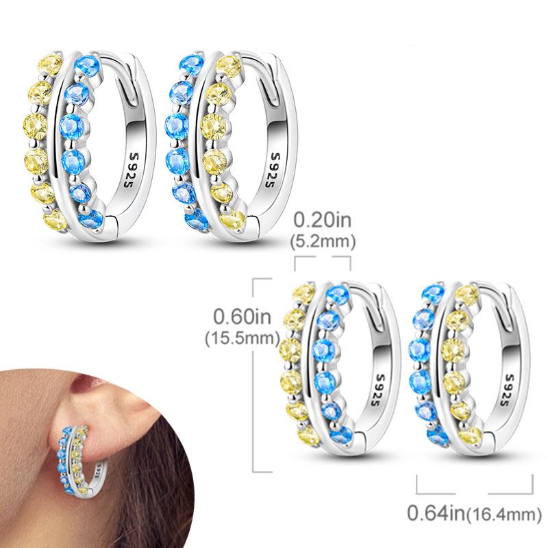 Original 925 Silver Hoops Earrings Zircon Pave Colourful Hoop Earrings For Women Fashion Jewelry Gift