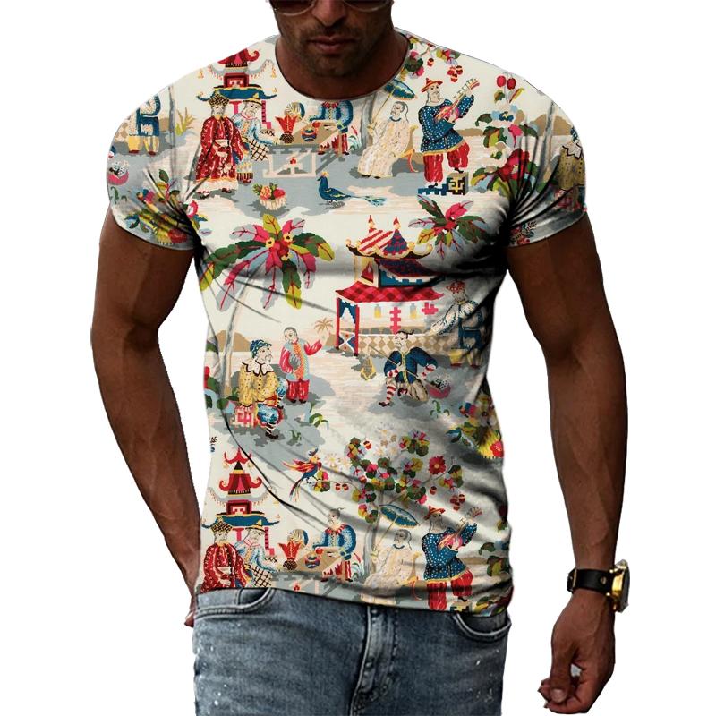 Colorful Cool Abstract Art Graphic T Shirts Hip Hop Street Style 3D Printed Tees Summer Men Personality Round Short Sleeves