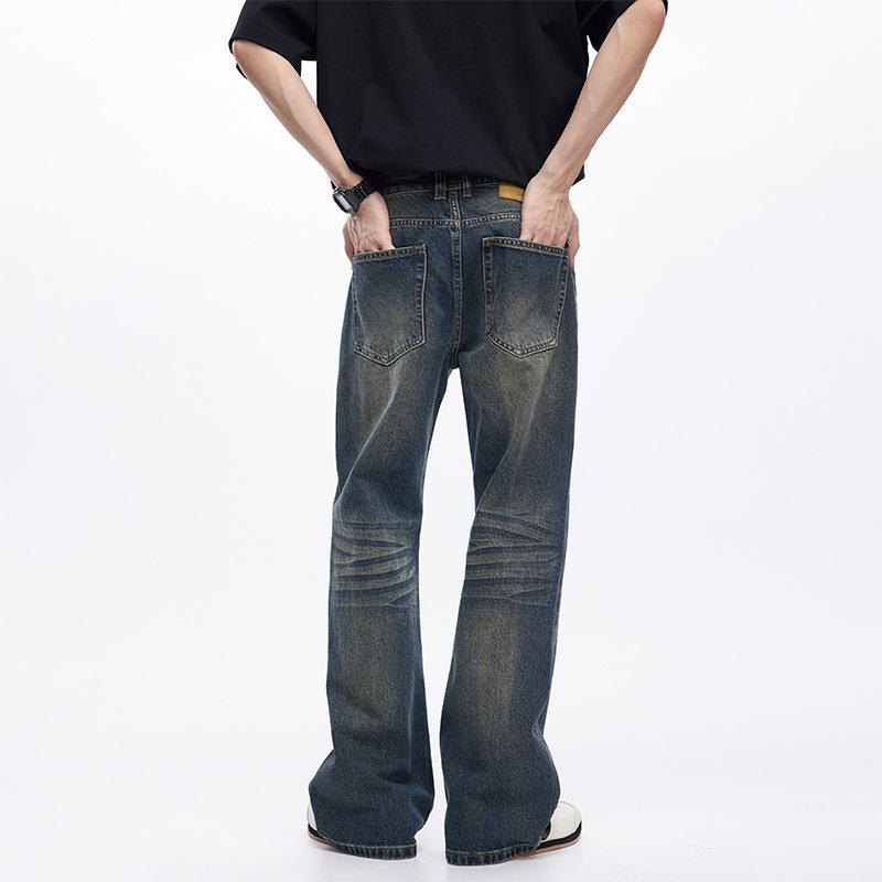 Spring New American Retro High Street Casual Micro-flare Floor Trousers Thick Jeans Trousers